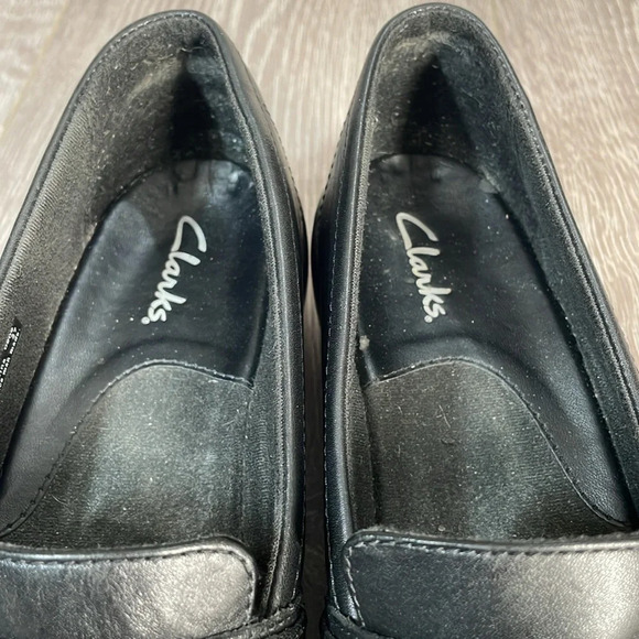 Clarks Black Leather Slip On Loafers Buckle Strap 8.5M - Picture 15 of 16